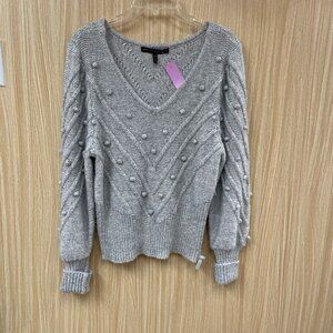 White House Black Market Gray Metallic Sweater Size XL Petite